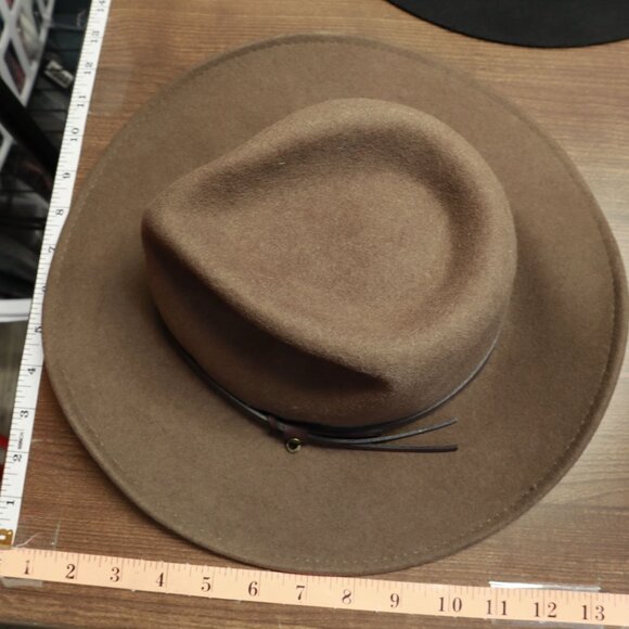 Wool Wide Brim Fedora Hat Mens S Brown Stylish Hippie Bohemian Retro Winter Boho - Picture 8 of 9